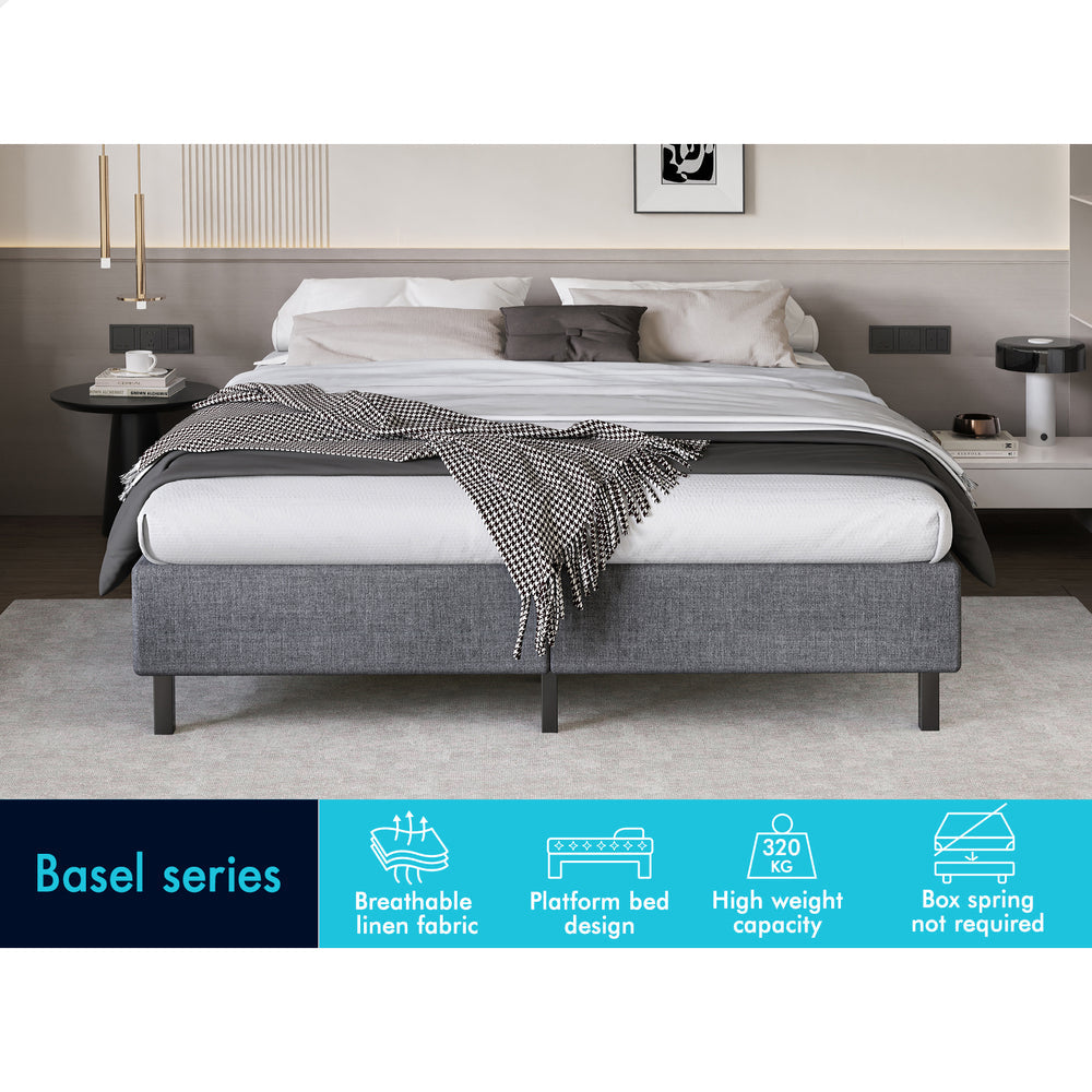 Maryam Upholstered Bed Base Grey