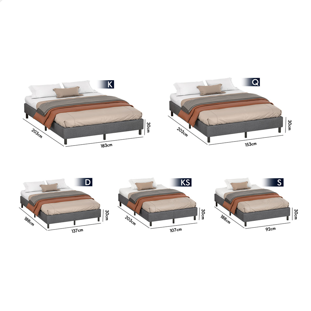 Maryam Upholstered Bed Base Grey