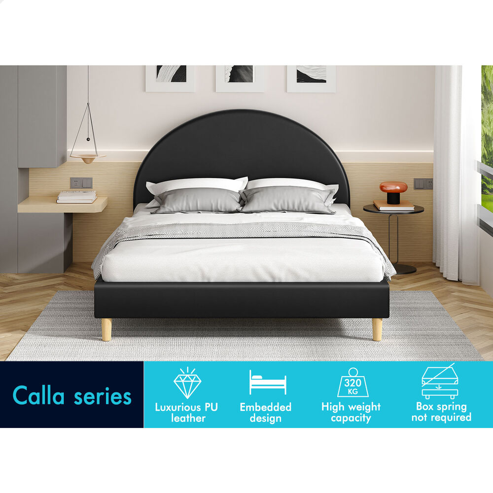 Kenyatta Faux Leather Bed Frame Black