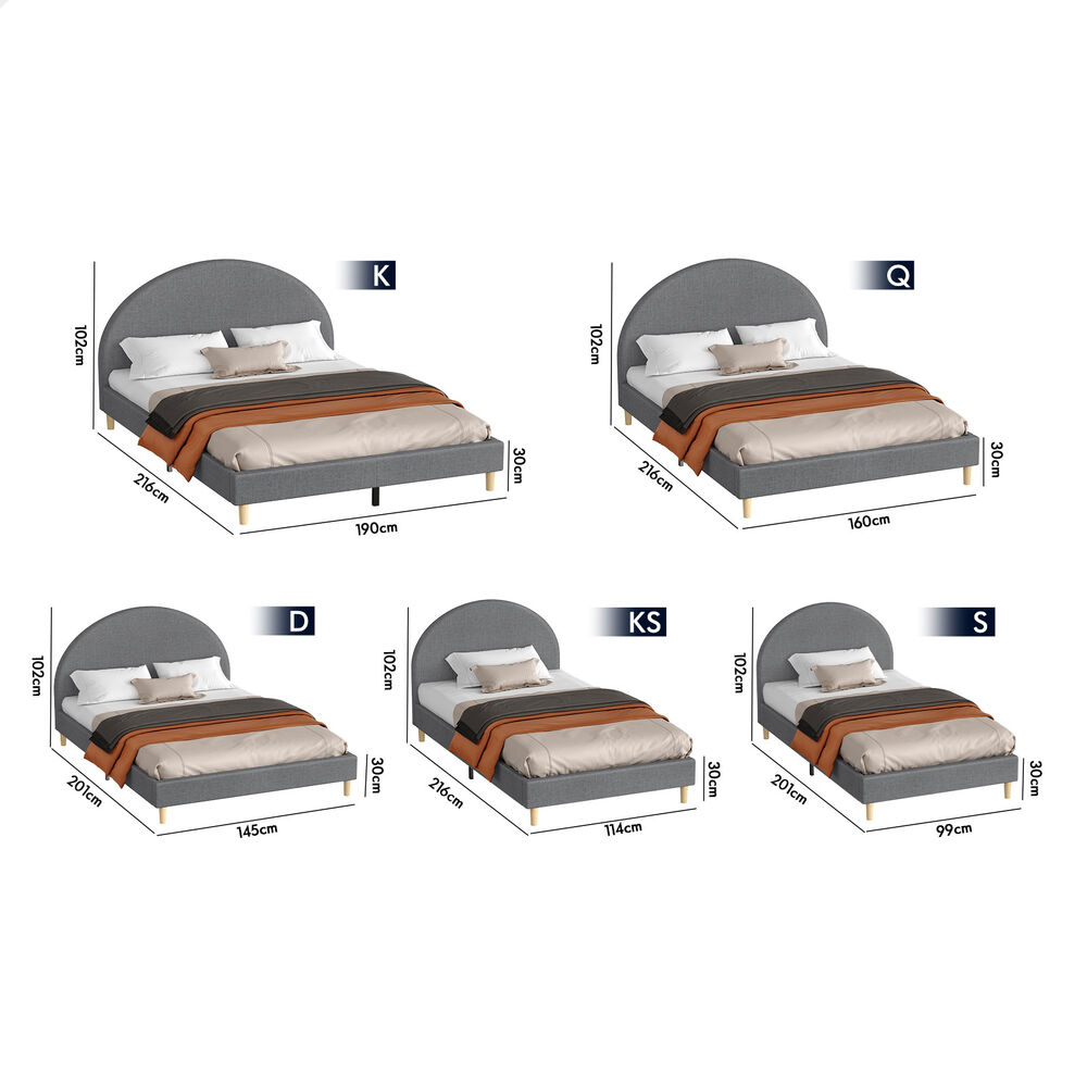 Kenyatta Upholstered Bed Frame Grey