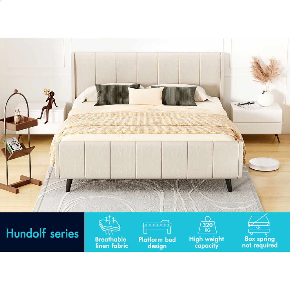 Valencia Upholstered Bed Frame Beige