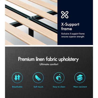 Adelaide Upholstered Bed Frame Charcoal