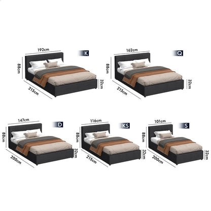 Houston Upholstered Gas Lift Bed Charcoal