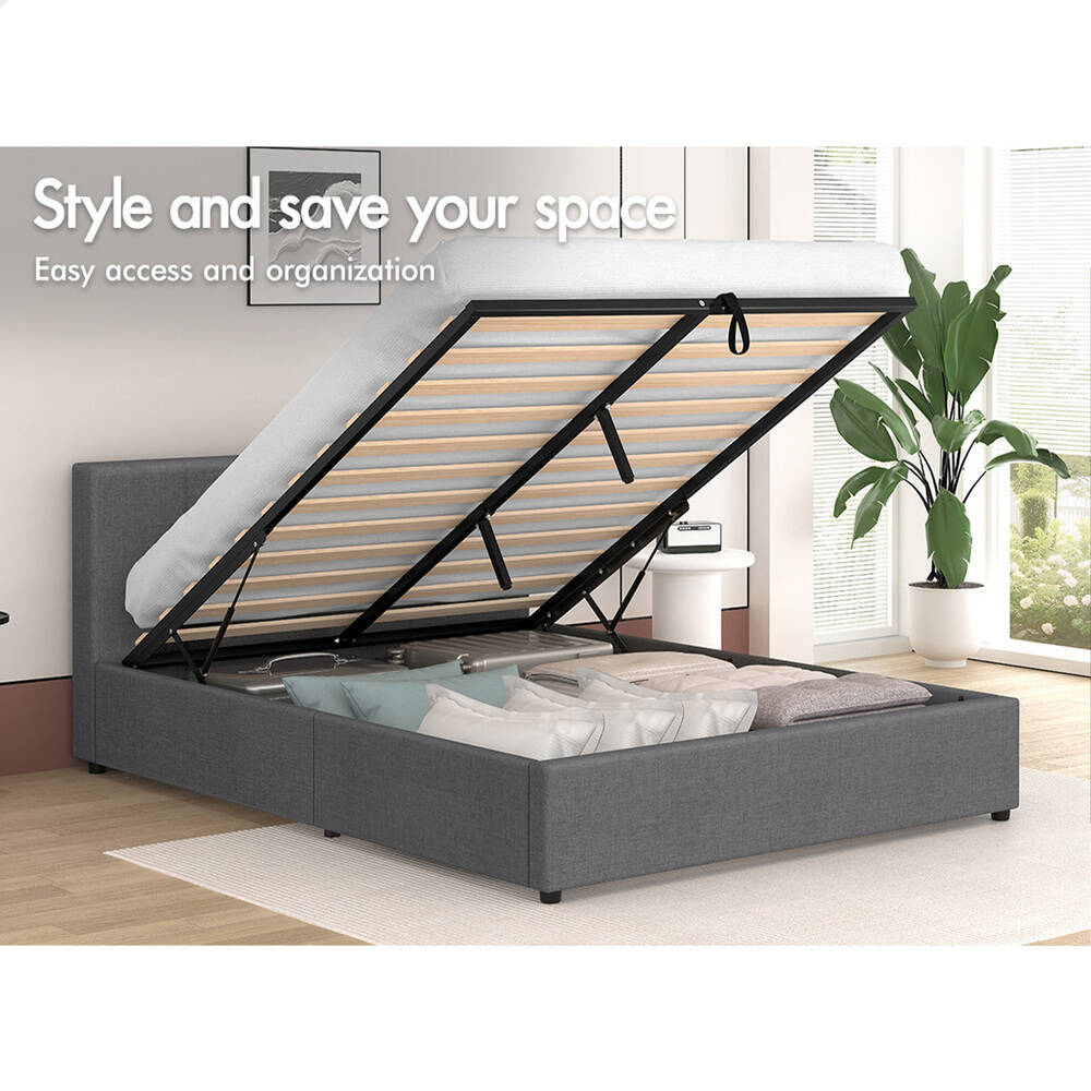 Houston Upholstered Gas Lift Bed Grey
