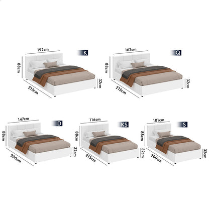 Houston Faux Leather Gas Lift Bed White