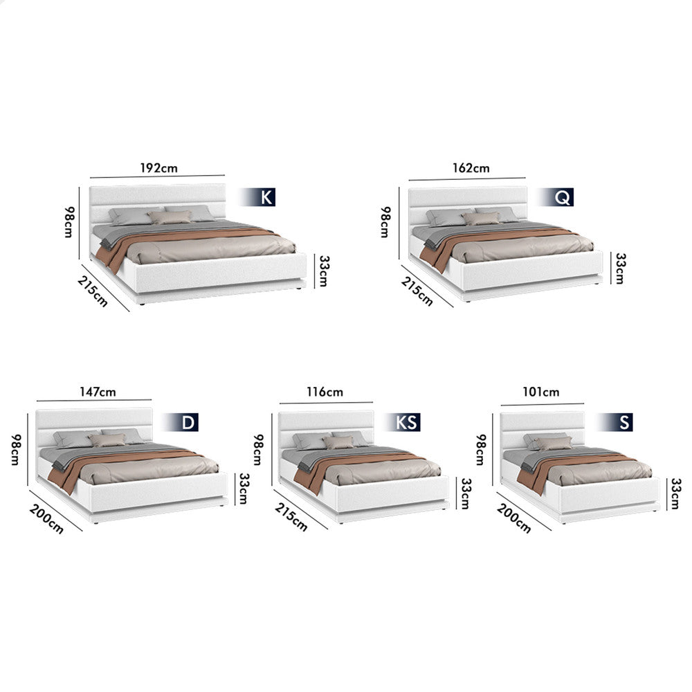 White Aurora Boucle Gas Lift Bed