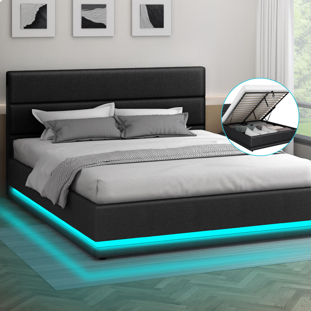 Black Aurora Upholstered Gas Lift Bed