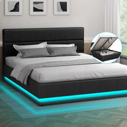 Black Aurora Upholstered Gas Lift Bed