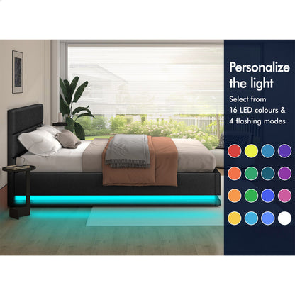 Black Aurora Upholstered Gas Lift Bed