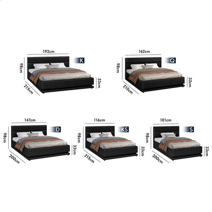 Black Aurora Upholstered Gas Lift Bed