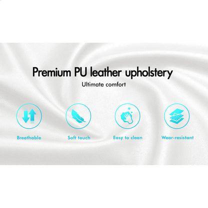 White Aurora PU Leather Gas Lift Bed