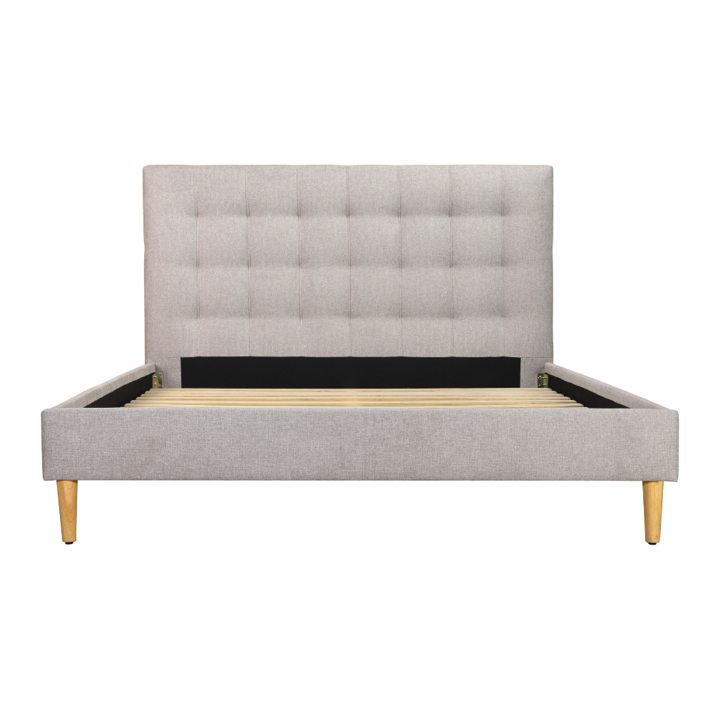 Mason Upholstered Bed Frame With Usb Grey Light Queen