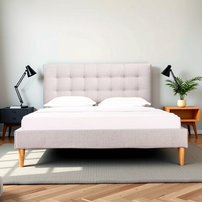 Mason Upholstered Bed Frame With Usb Grey Light Queen