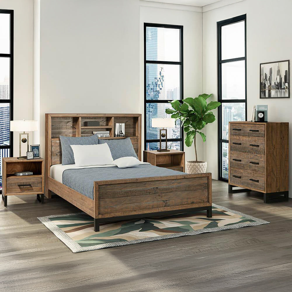 Reklaim Bookcase Bed Frame Brown Queen