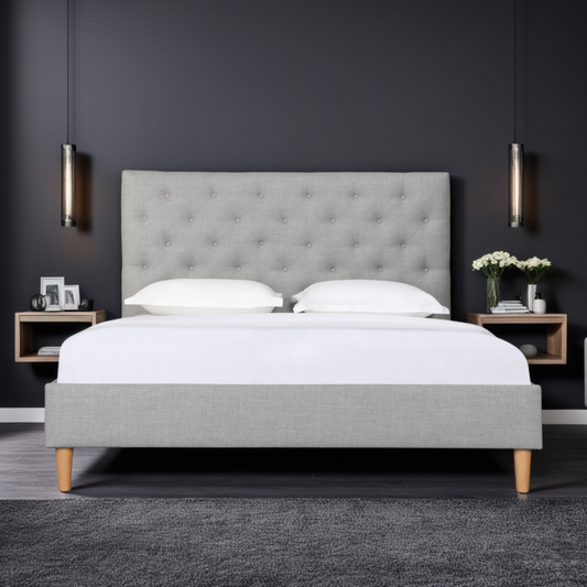 Ruby Upholstered Bed Frame With USB Grey Double