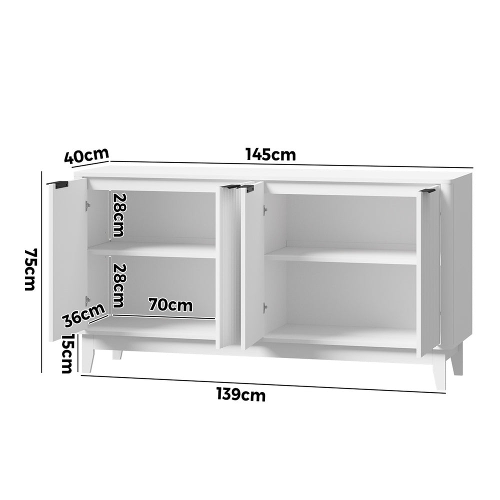 Vista 4 Door Sideboard White
