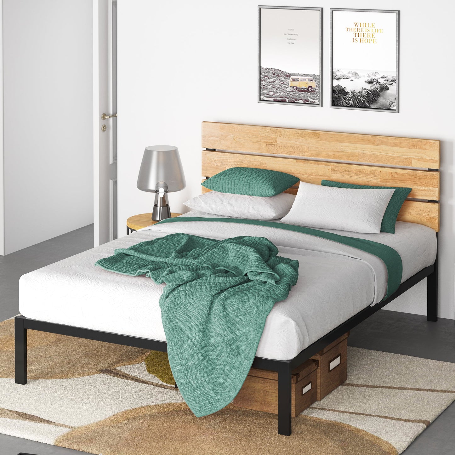 Jordan Bed Frame Natural Black Queen