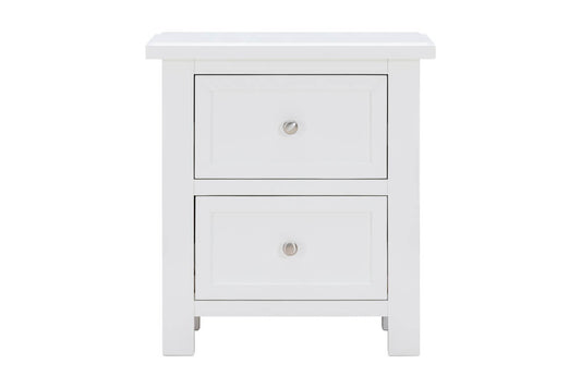 Hamptons Bedside Table 2 Drawer White