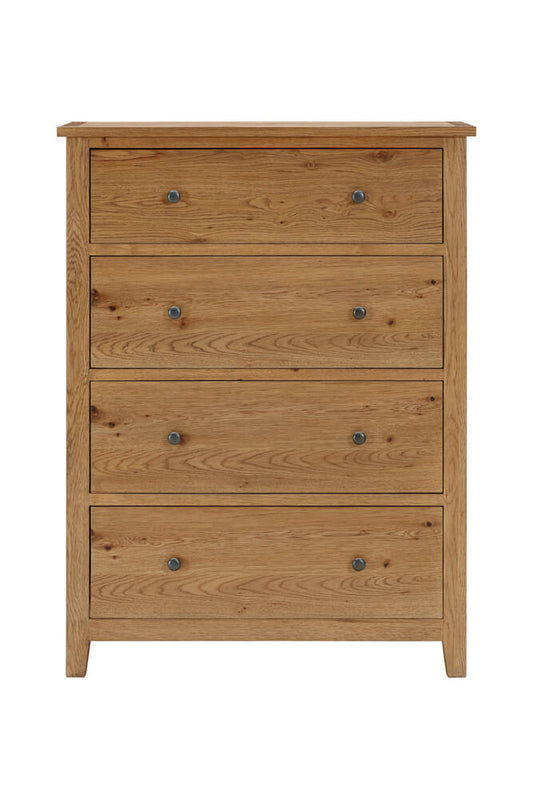 Claire American White Oak Timber 4-Drawer Tallboy chest