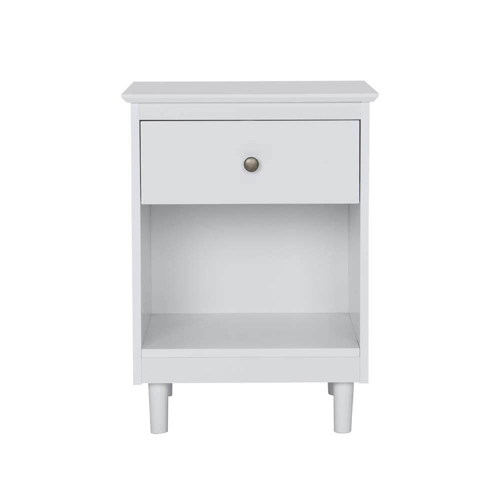 Huxley Bedside Unit Side Table Nightstand 1 Drawer White