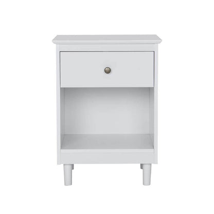 Huxley Bedside Unit Side Table Nightstand 1 Drawer White
