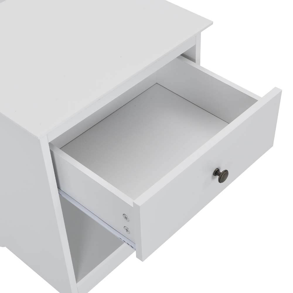Huxley Bedside Unit Side Table Nightstand 1 Drawer White