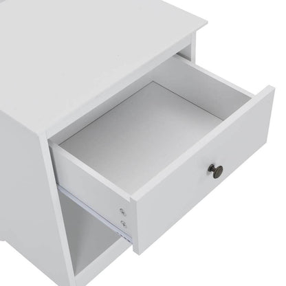 Huxley Bedside Unit Side Table Nightstand 1 Drawer White