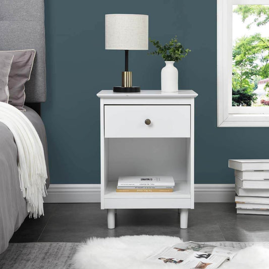 Huxley Bedside Unit Side Table Nightstand 1 Drawer White