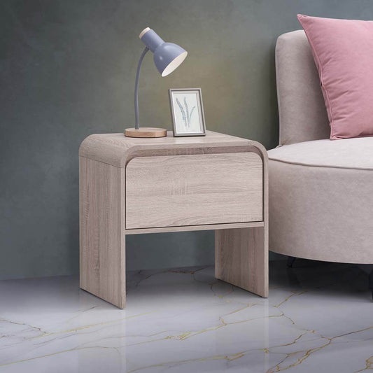 Natalya Bedside Unit Nightstand Side Table 1 Drawer Oak