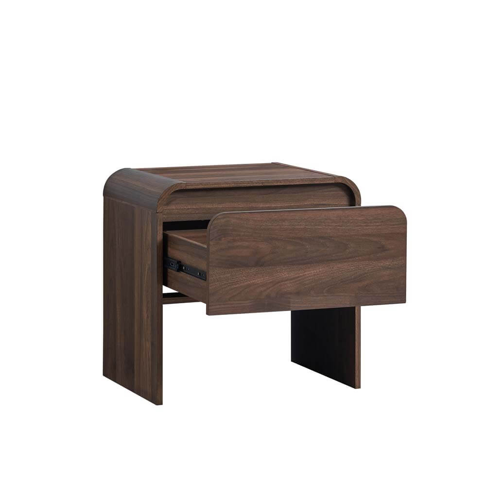 Natalya Bedside Unit Nightstand Side Table 1 Drawer Walnut