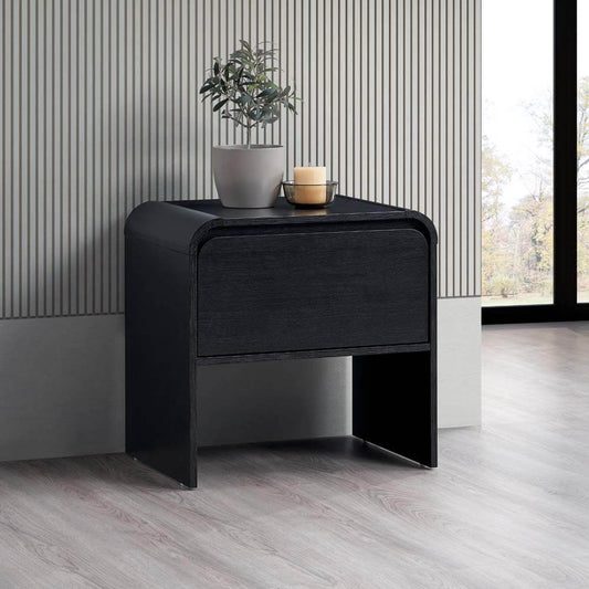 Natalya Bedside Unit Nightstand Side Table 1 Drawer Black