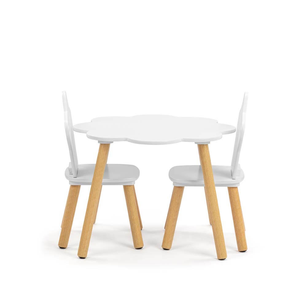 Cloud Kids Table and 2 Chairs Set Star and Cloud Play Set White