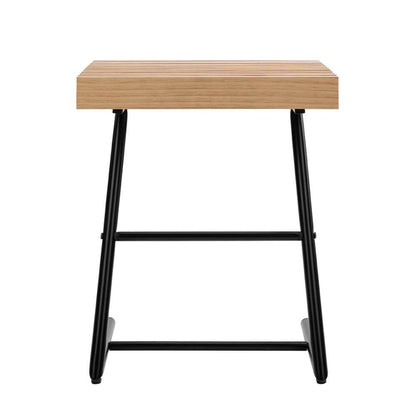 Regine Side Table Bedside End Unit Slatted Top Oak and Black