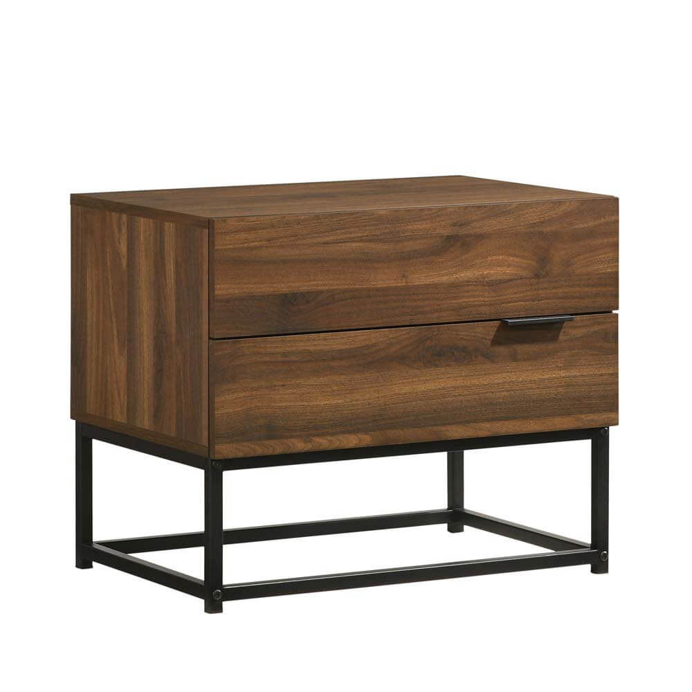 Cody Bedside Table 2 Drawer Industrial Side Table Nightstand Woodgrain