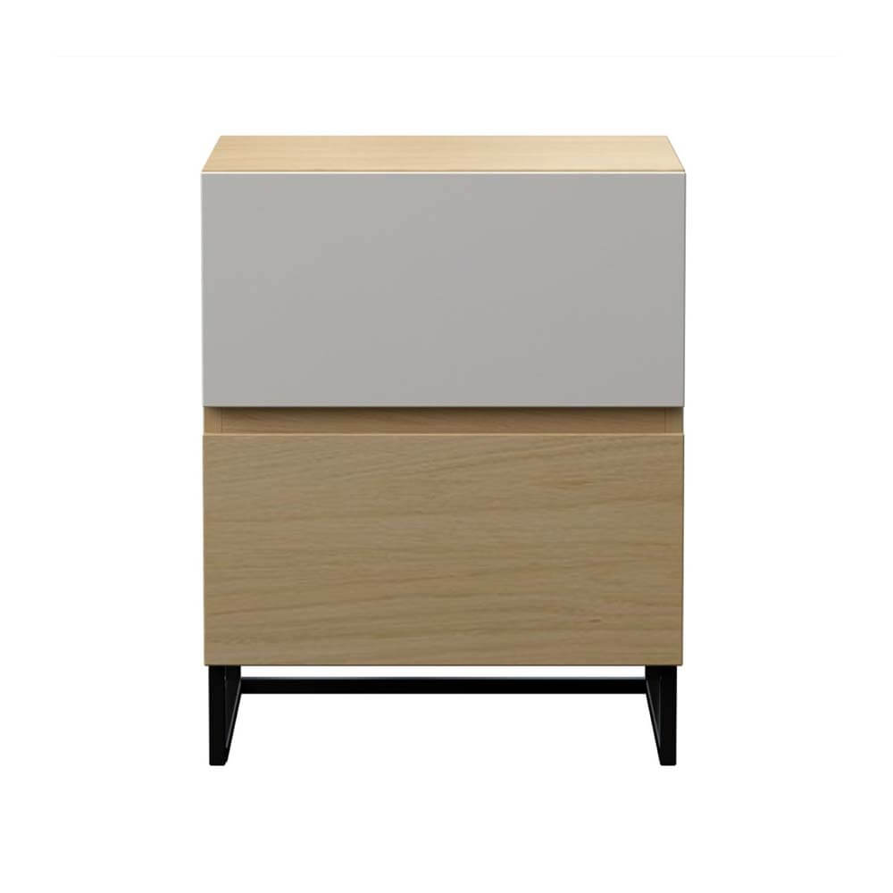 Monroe Bedside Unit Side Table Nightstand 2 Drawer Woodgrain and White