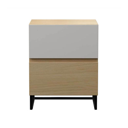 Monroe Bedside Unit Side Table Nightstand 2 Drawer Woodgrain and White