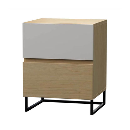Monroe Bedside Unit Side Table Nightstand 2 Drawer Woodgrain and White