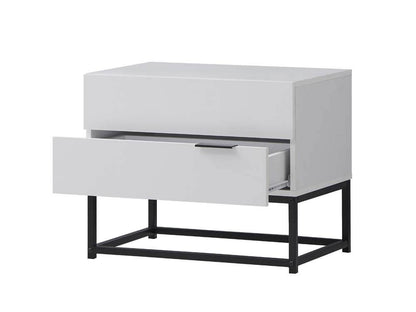 Cody Bedside Table 2 Drawer Industrial Side Table Nightstand White