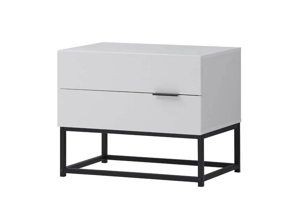 Cody Bedside Table 2 Drawer Industrial Side Table Nightstand White
