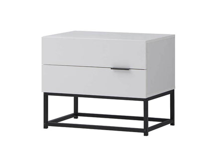 Cody Bedside Table 2 Drawer Industrial Side Table Nightstand White