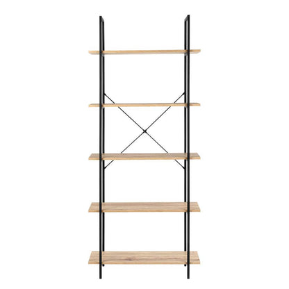 Hadley Bookshelf Display Cabinet 80Cmw 5 Tier Industrial Bookcase Storage Display Shelf