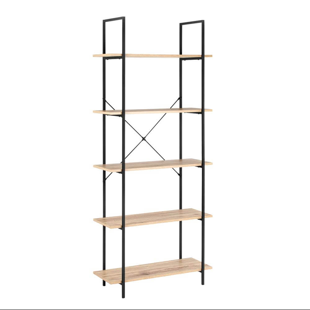 Hadley Bookshelf Display Cabinet 80Cmw 5 Tier Industrial Bookcase Storage Display Shelf