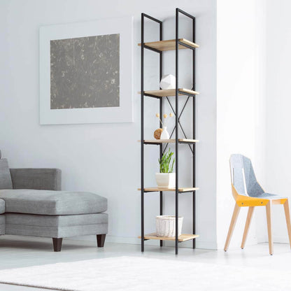 Hadley Bookshelf Display Cabinet 40Cmw 5 Tier Industrial Bookcase Storage Display Shelf
