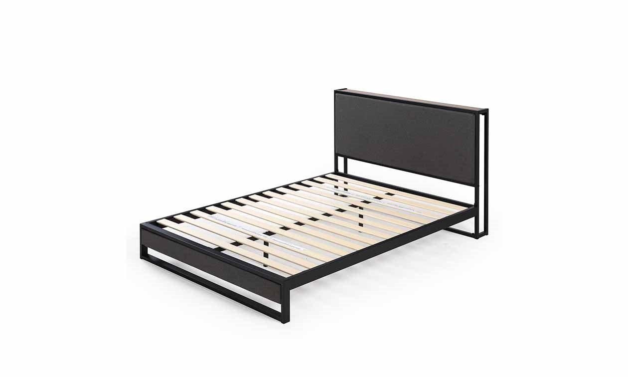 Christina Upholstered Platform Bed with Bedhead Shelf