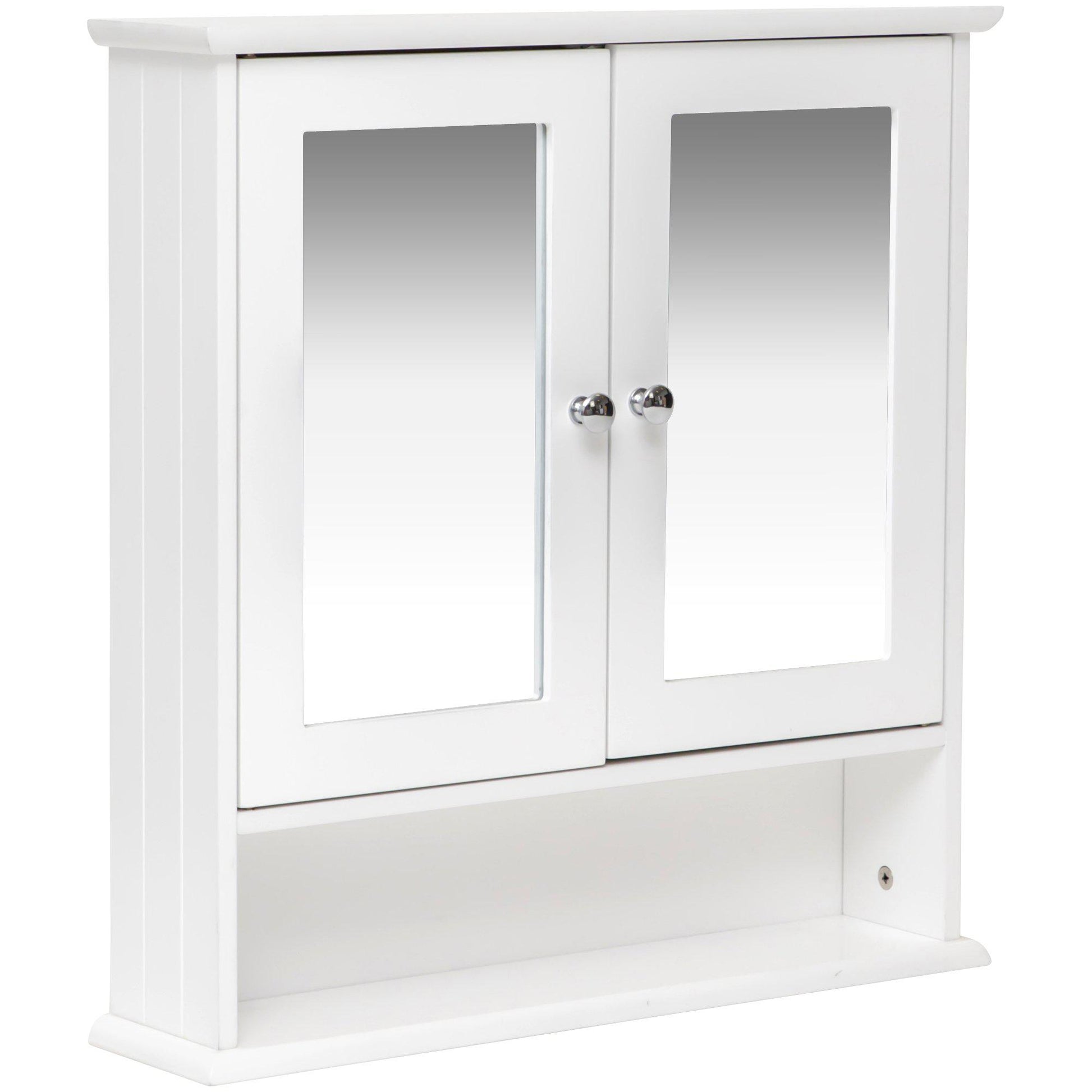 Maine Double Door Mirrored Bathroom Cabinet White