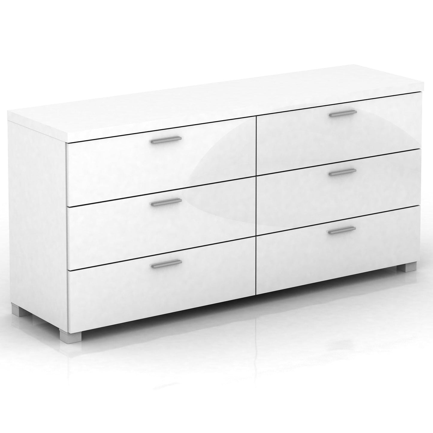 Elisha High Gloss 6 Drawer Chest - White