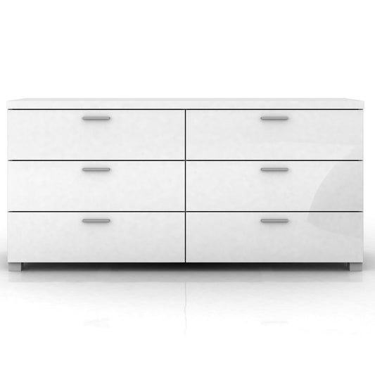 Elisha High Gloss 6 Drawer Chest - White