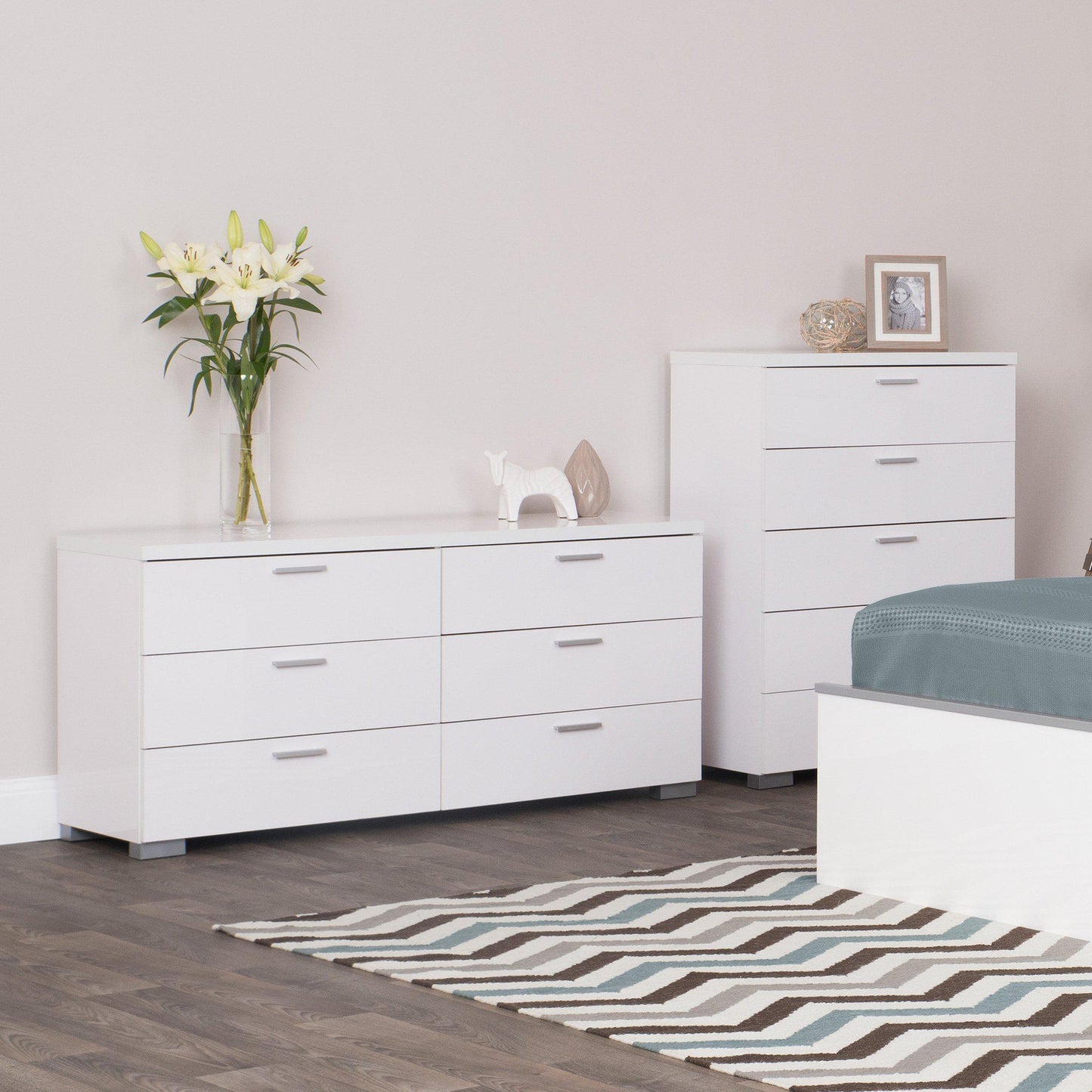 Elisha High Gloss 6 Drawer Chest - White