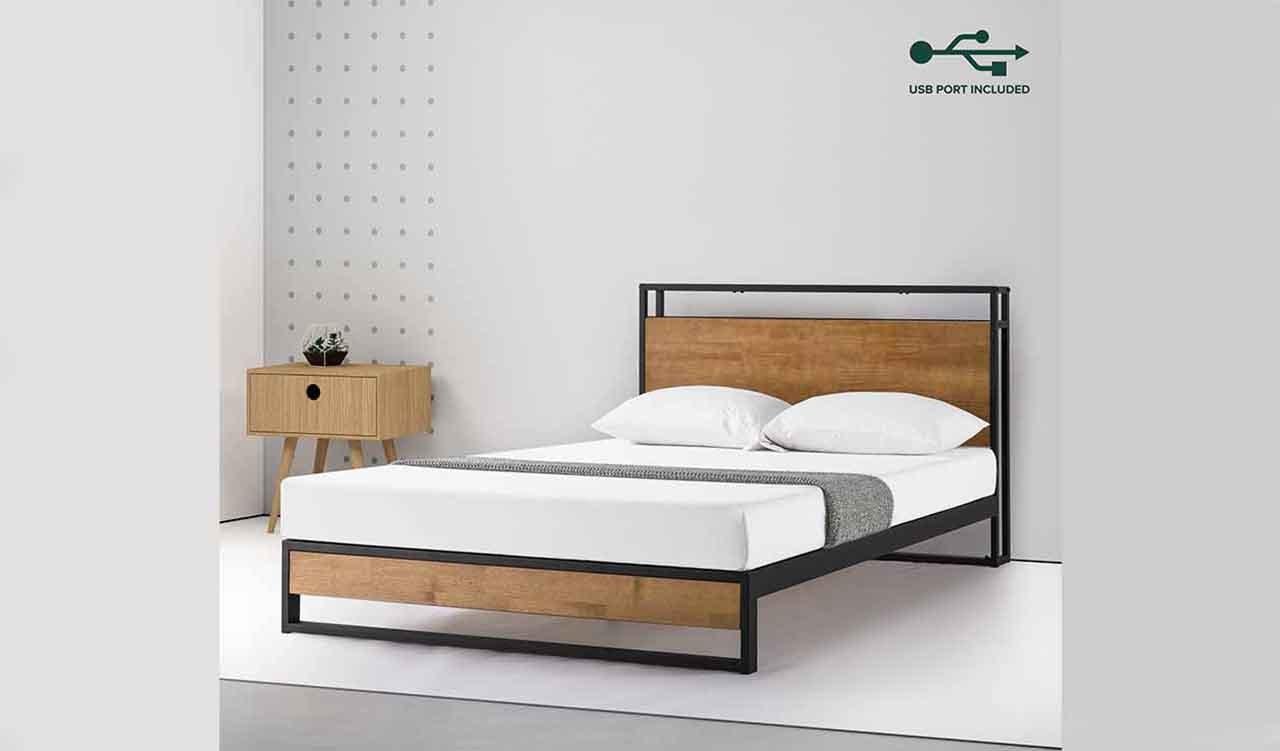 Lily Platform Bed with inbuilt USB Bedhead Shelf